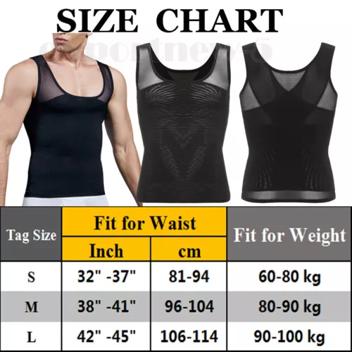 MENS SLIMMING BODY SHAPER BELLY CHEST COMPRESSION VEST GIRDLE SHIRT TANK TOP - Picture 23 of 29