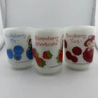Set of 3 strawberry shortcake Vintage 1980 Anchor Hocking Milk Glass Mugs cups
