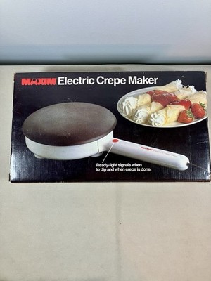 Maxim CM-5 Electric Crepe Maker Non Stick Pan Black With Box Recipe Book Manual