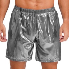 Men Boxer Shorts Side Pockets Pants Elastic Waistband Bottoms Disco Summer Gym