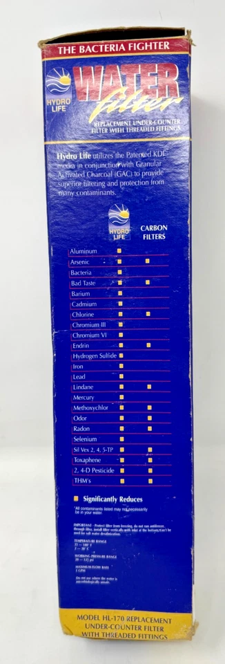 Filtro de agua de repuesto bajo mostrador Hydro Life HL-170 TF filtro marino y RV Foto 3 de 4