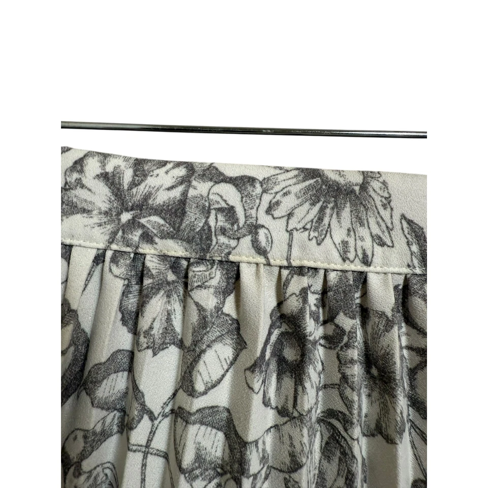 Falda Brooks Brothers roja polar para mujer gris floral acordeón plisado línea A 2 Foto 3 de 4