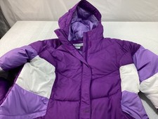 Columbia Puffer Jacket Girls 18 Purple Hooded Winter