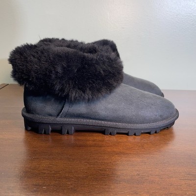 NWOB Genuine Australia Sheepskin Black Suede Snow Winter Boots for Women Sz 7