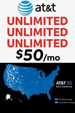 Unlimited Enterprise Data Plan AT&T Activated Sim 4G  5G Rental Service $50/Mo