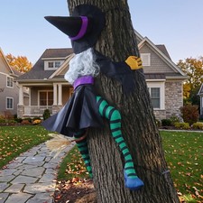 HALLOWEEN 63" Crashing Witch Halloween Decoration, Green and Black