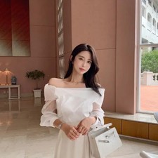 LoveSomeOne White Off-Shoulder Sheer Blouse for Formal Events Official