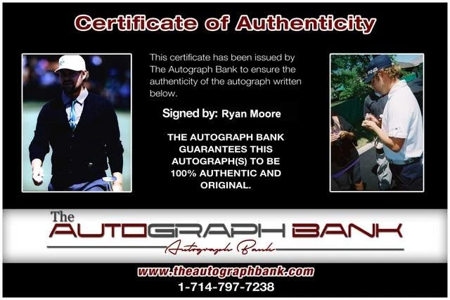 Foto auténtica firmada por Ryan Moore PGA Golf 8x10 con certificado autografiado 10 Foto 2 de 2