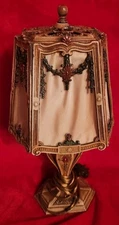 Antique Cast Metal Shade Boudoir Lamp Victorian Ornate Base Table Light