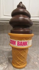 1991 Giant 26" Blow Mold Chocolate Swirl Fantazia Ice Cream Cone Safe T Cup Bank