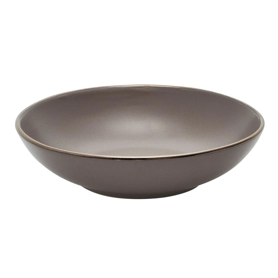 Hadlee 7.7" Pasta Bowl (Set of 4) - Stoneware with Metallic Rim - Dishwasher ... - Image 2 of 4