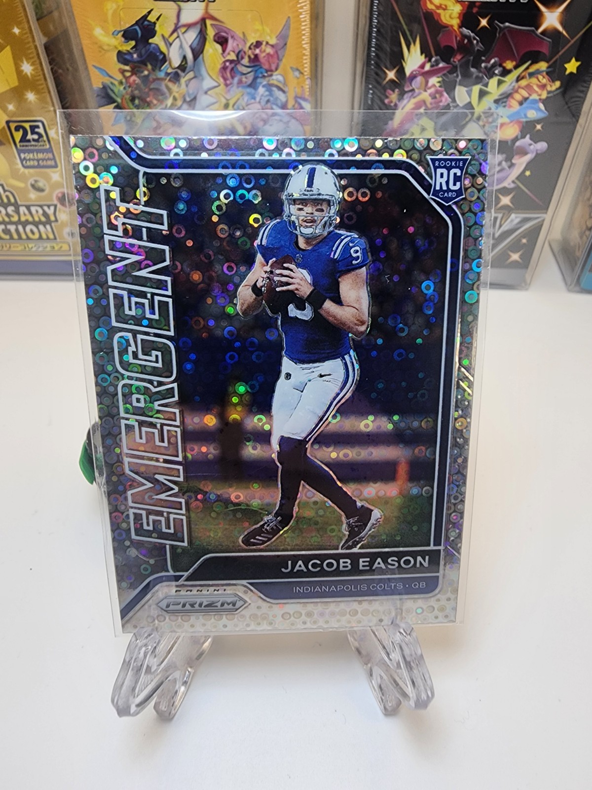 2020 Panini Prizm No Huddle Jacob Eason RC Silver Disco Prizm Emergent Colts