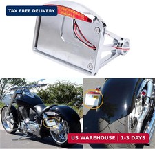 Chrome Motorcycle Mount LED License Plate Tail Light Bracket Tail lights Compati
