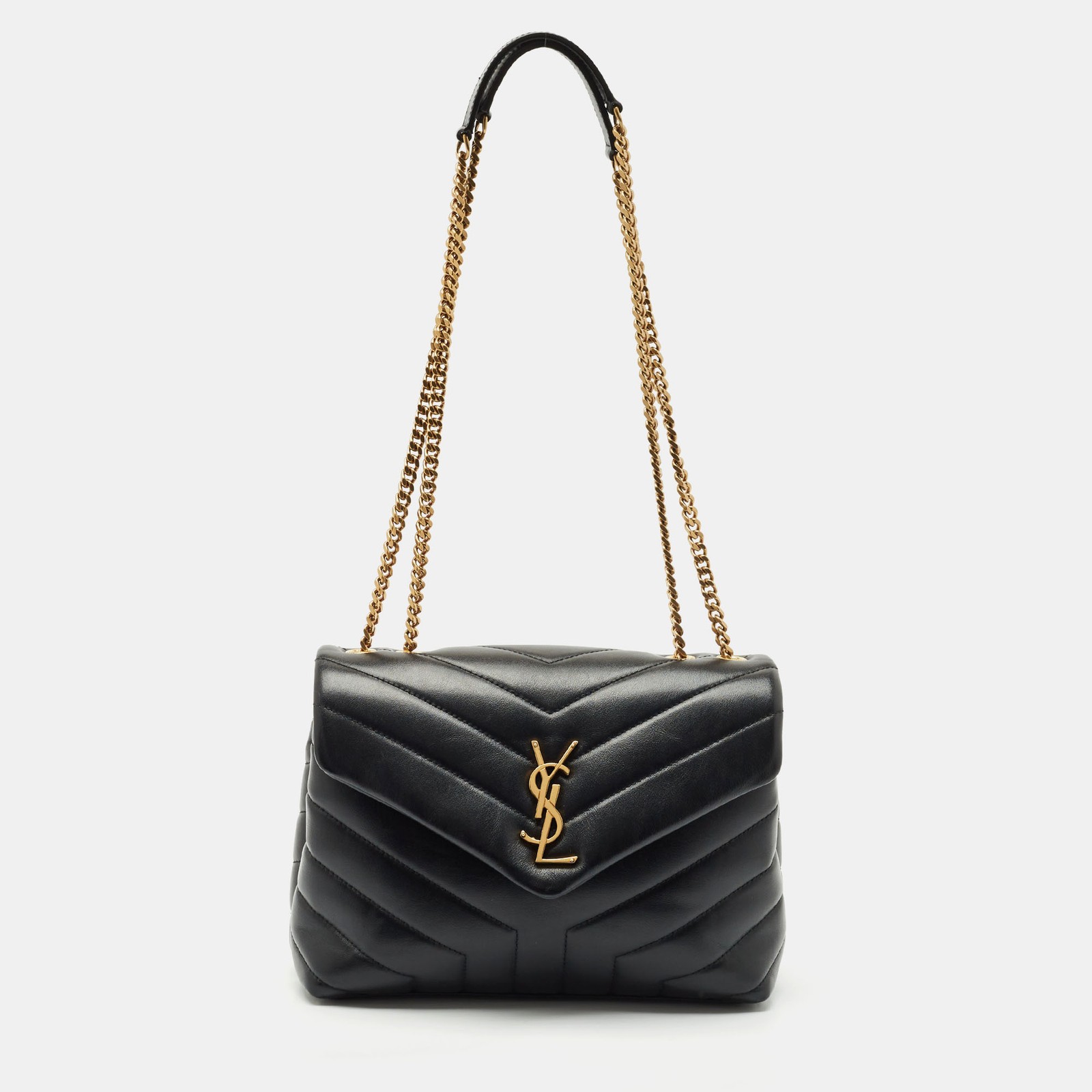 Borsa a tracolla piccola Saint Laurent nera in pelle trapuntata Loulou