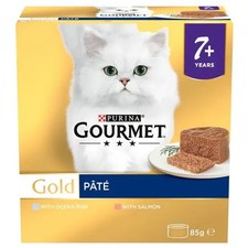 GOURMET Gold Senior 7+ Pate Fish Wet Cat Food 48 x 85g Tins 7.33 per kilo
