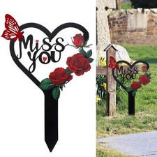 Memorial Grave Markers Heart Memorial Plaque Stake Large Cemetery Decorations...