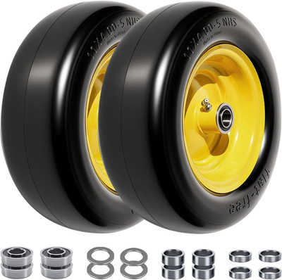 11X4.00-5 Lawn Mower Tires   Flat Free Zero Turn Front Tires with 3/4'' Bearing E