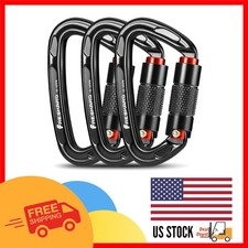 Lightweight 25KN D-Shaped Auto Locking Carabiners - 3 Pack for Climbing Safety