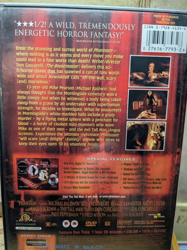 Phantasm : Special Edition (DVD) 1979 - Original 1999 Release w/Booklet VG++🔥 - Image 2 of 3