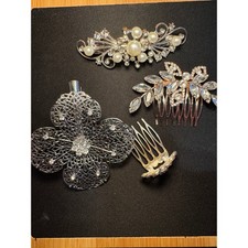Lot of 4 Hair Clip, Flower Clip, Hair Comp and Small Tiara Comb