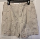 TALBOTS Women’s Shorts Beige Tan KHAKI w/  Embroidered Palm Trees Size 12 EUC