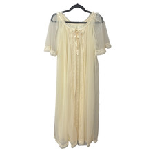 VTG Tosca Lingerie Gown Womens Medium Yellow Chiffon Peignoir Set Negligee 6500