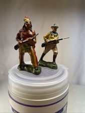 2 VINTAGE COWBOY AND INDIAN COMPOSITION TOY FIGURES 1930 s