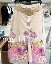 ZARA NEW WOMAN HIGH-WAIST FLORAL PRINT BELTED MIDI SKIRT XS-XL 3897/077/330