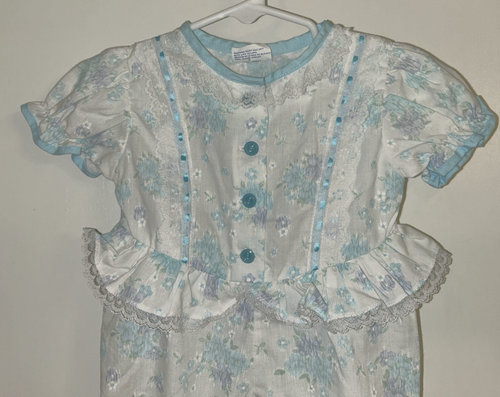 VTG 80's COTTON CANDY Baby Girls Floral Jumpsuit Bubble Romper Size 3-6 Months - Picture 2 of 5