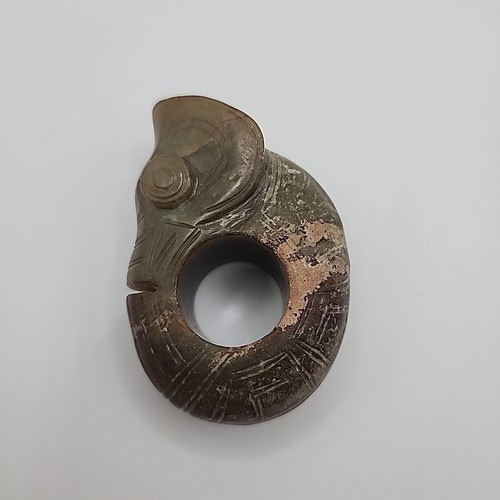 Ciondolo statua drago maiale fengshui sacrificio intagliato giada hetiana Cina 2" - Foto 2 di 6