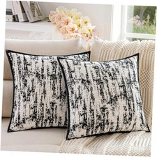 18X18 Throw Pillow Covers Set of 2, Soft Textured 18" x 18" Pack of 2 Black