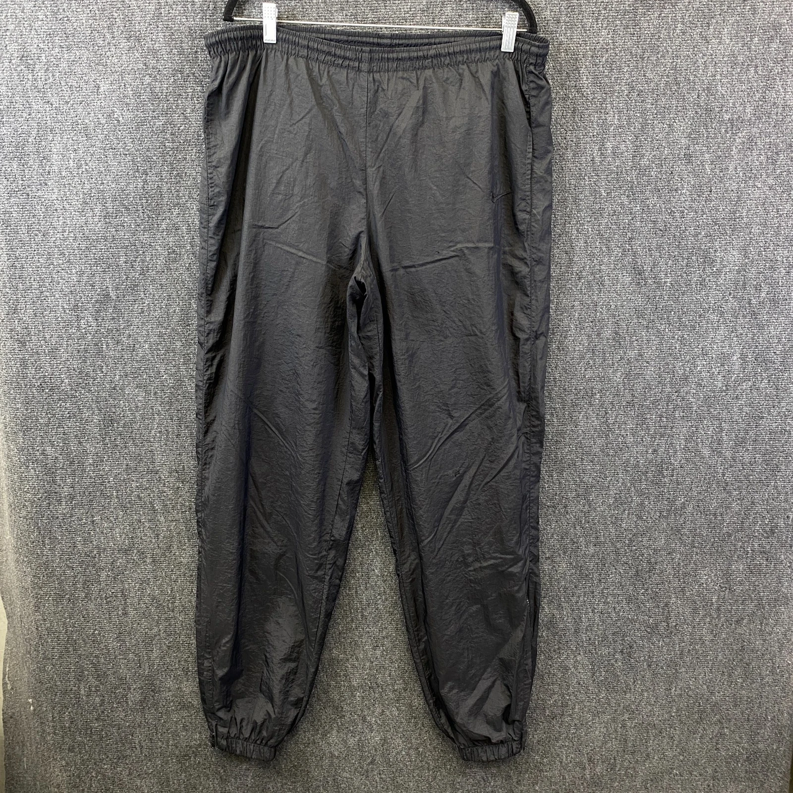 VTG 90s Nike Mens Windbreaker Track Pants Black Lined Pockets Ankle Zips Size M