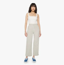 MOTHER The Major Zip Ankle Jeans in Oatmeal Women 28 Wide Leg Stretch USA Made