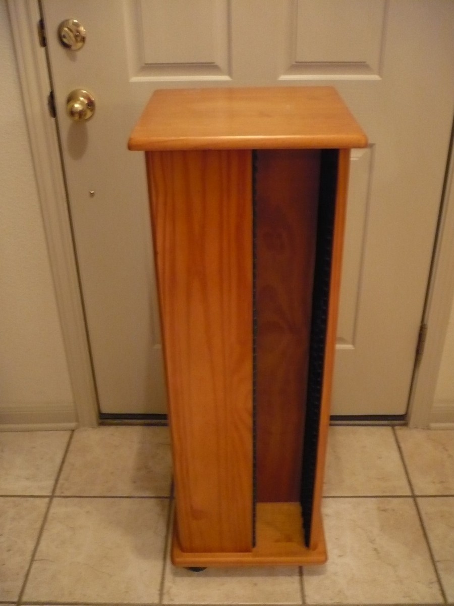 ヴィンテージ CDラック オーク材 CAL OAK アメリカ Vintage Oak Wood With Wheels Spinning CD Storage Tower Floor Rack