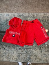 Nike Sportswear Boys Size XL Just Do It Hoodie Shorts Set Red Fleece 2-Piece