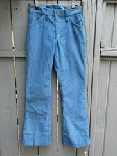 Vintage Blue 70s Bell Bottom Corduroy Pants 28x28 Wide Cut Cord