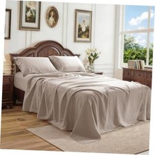 Set of 4 Linen 16" Deep Pocket French Sheets - 100 French, Queen Size