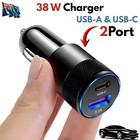 38W Dual USB A & C Car Charger Cigarette Lighter