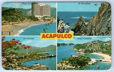 Postal de colección Acapulco Condesa Beach Wharfs Caletilla Beach México