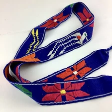 Vintage 80s Guatemalan Hand Embroidered Belt Sash 44” Never Used!
