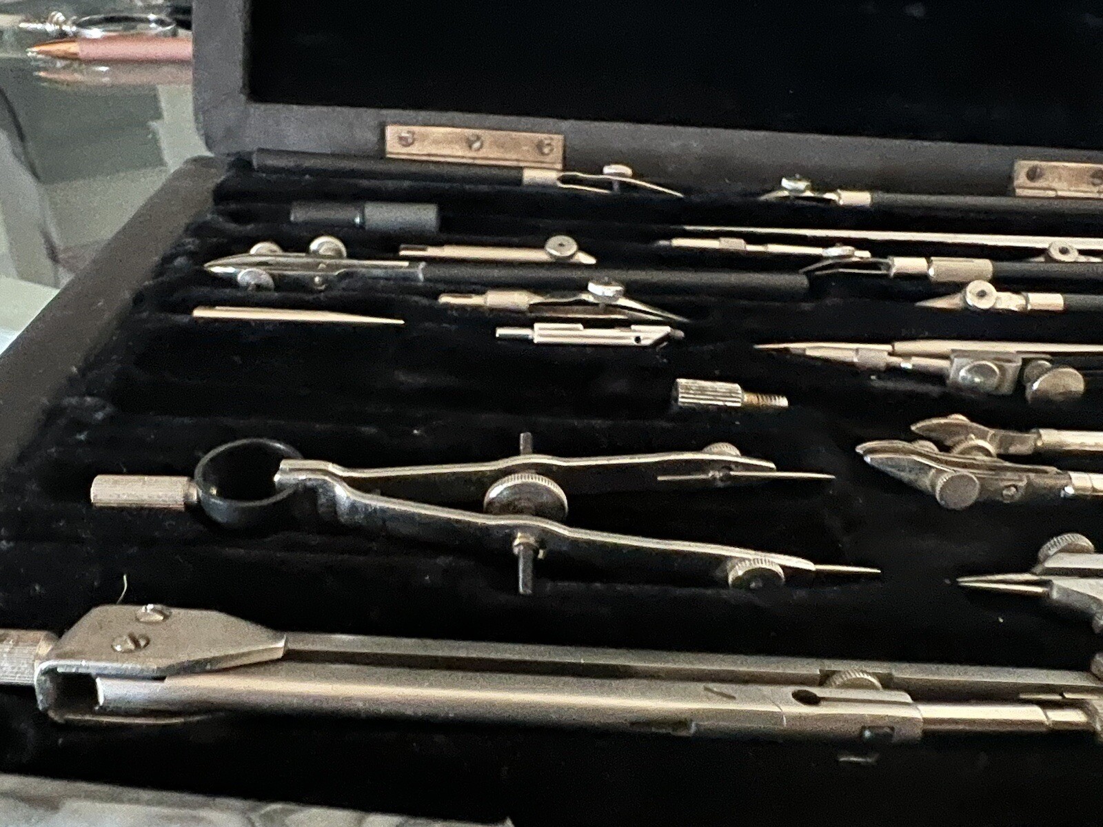 FB Compasses Design Round with Great Box Wood Design Technical Vintage