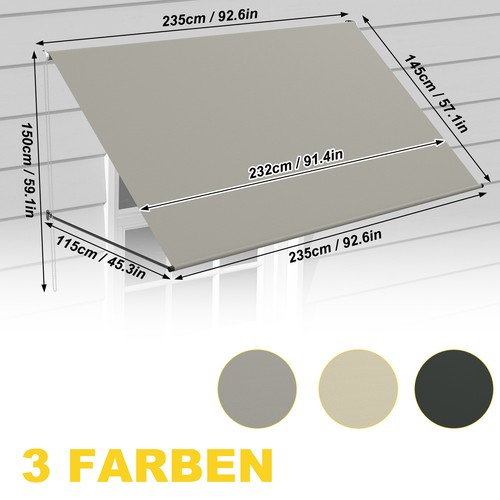 Balkonmarkise Fallarmmarkise Fenster Markise 3 Farbe Sonnenschutz wetterfest Alu - Bild 22 von 31