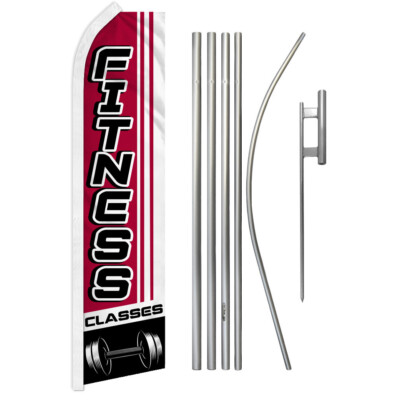 Fitness Classes Swooper Feather Advertising Flag Kit Gym