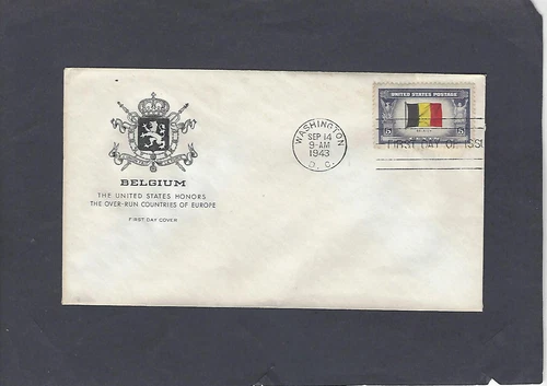 #914 5c BELGIUM FDC-WASHINGTON,DC SEP 14-1943 FARNAM CACHET
