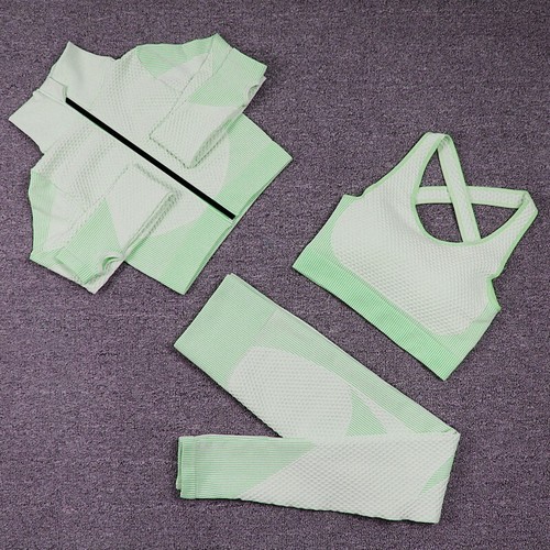 Seamless Women Yoga Set Workout Sportswear Gym Clothing Fitness Long Sleeve Top - Picture 35 of 37