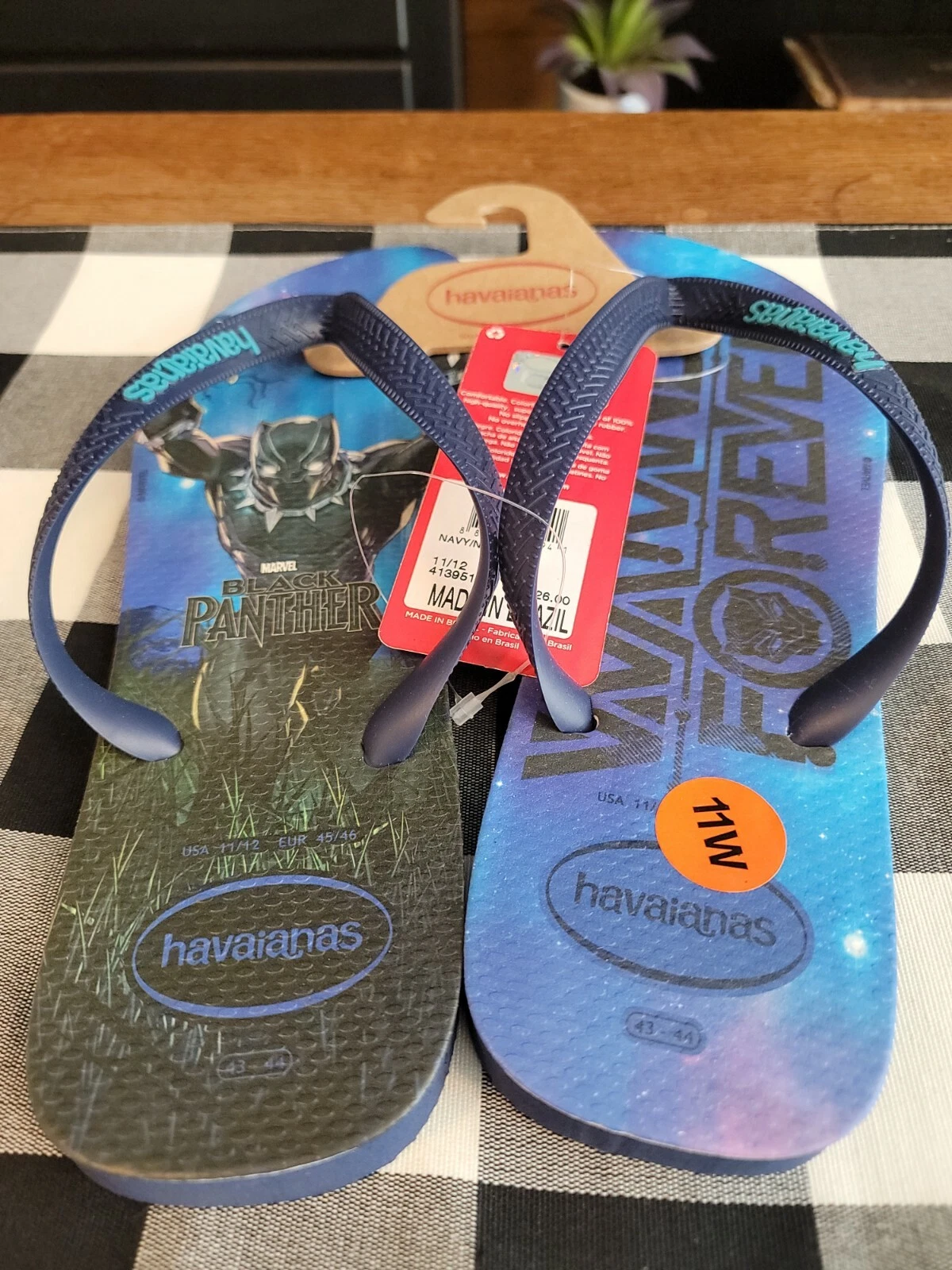 PUMA Havaianas Mens Size US 11 12 Marvel Black Panther Flip Flops Sandals EU 45 46