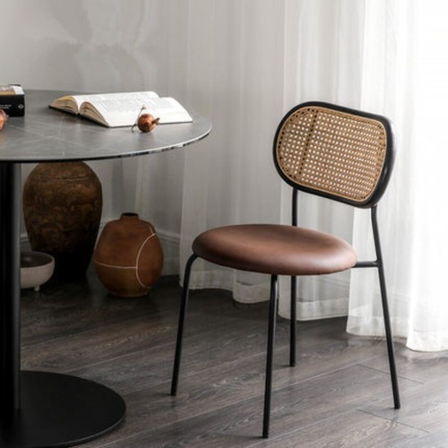 Nordic rattan simple book table casual coffee chair, hotel vintage dining chair - Picture 2 of 33