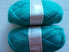 Tessan Dormi wool blend yarn, turquoise, lot of 2 110 yds ea
