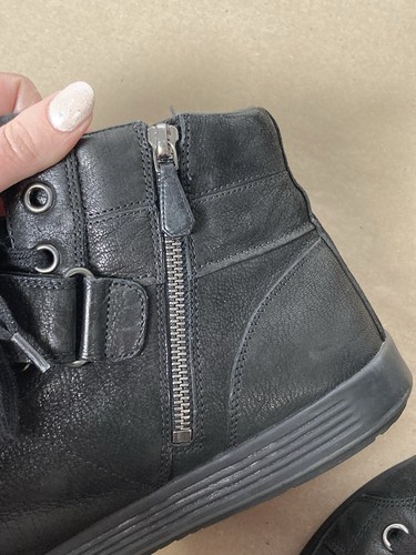 Prada Sport High Tops black Trainers Leather Suede Zip Strap Dust bag size 8.5 - Picture 16 of 24