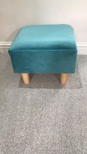 uk new footstools Pouffe brand new in teal plush velvet fabric with natural legs